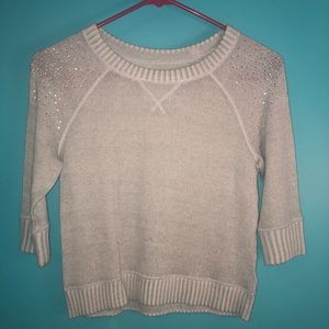 Justice grey rhinestone shoulder sweater